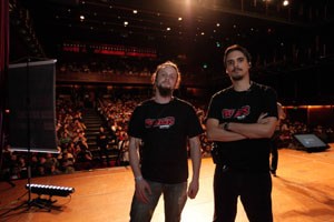 Jaydson and I on stage at BrazilJS 2013